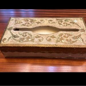 Ornate Gold and Brown Tissue Box Holder